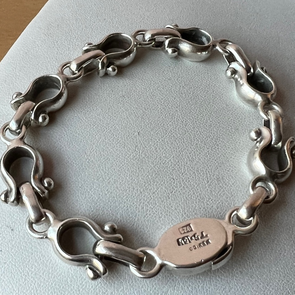 VINTAGE STIRRUP EQUESTRIAN  U-SHAPE BALL BRACELET HEAVY 925 SS MEN WOMAN  MEXICO